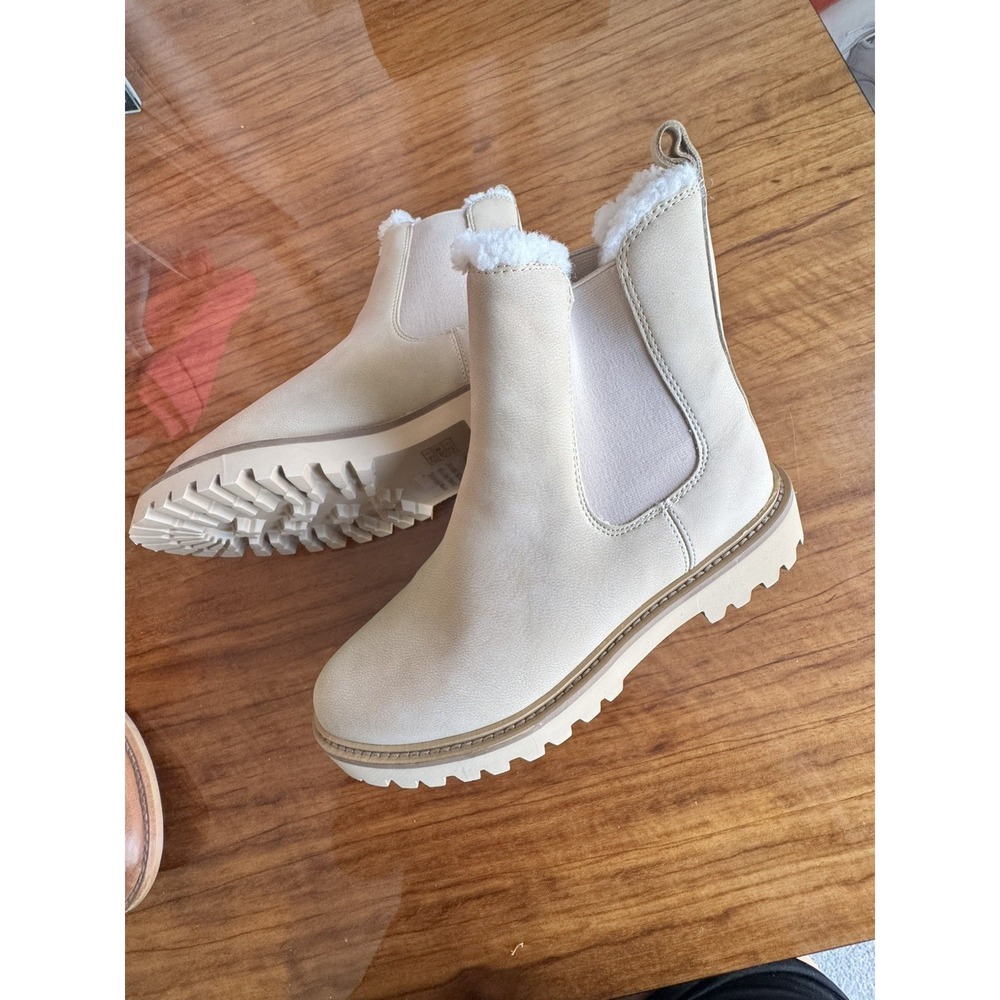 J Crew Sherpa Lined Chelsea Boot Natural Beige CA782 Womens 7.5